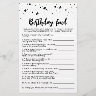 Papier Jeu de fête d'anniversaire avec réponses