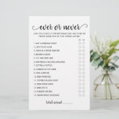 Papier Jeu de fête d'anniversaire Ever ou Never (Debout devant)