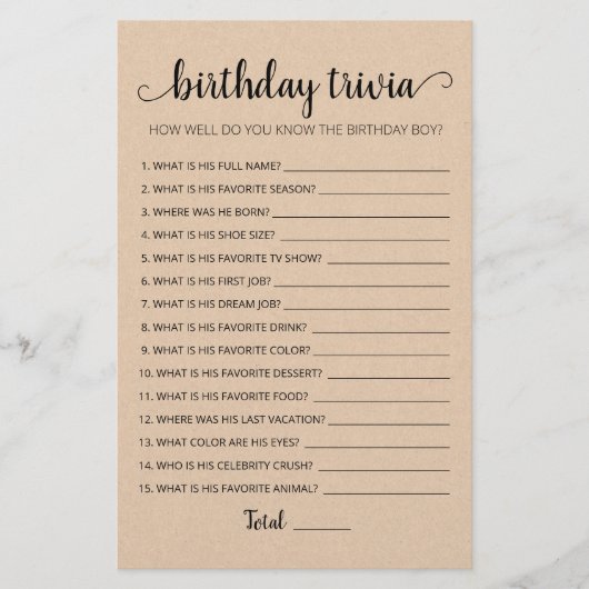Papier Jeu de fête d'anniversaire modifiable avec anecdot (Devant)