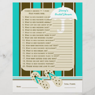 Papier Jeu de fête de la Wedding shower ou de la nuptiale