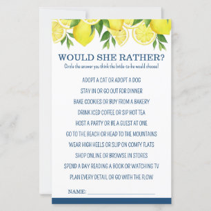Papier Jeu de Fête de Mariage avec "Would She Rather" au
