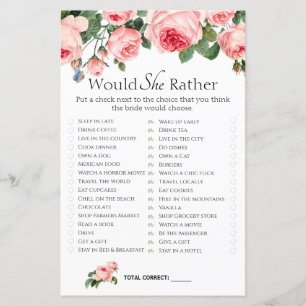 Papier Jeu de fête de mariage Elle préférerait Rose rougi