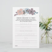 Papier Jeu de fête de mariage : quelle mémoire Fleurs ble (Debout devant)