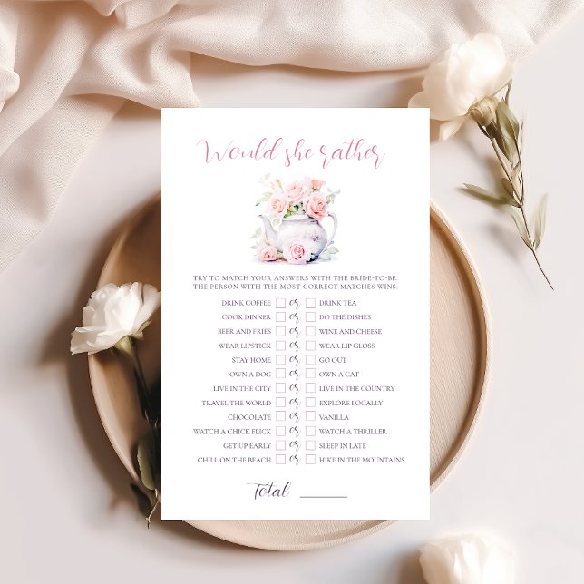 Papier Jeu de fête de mariage Tea Party Would She Rather (Créateur téléchargé)