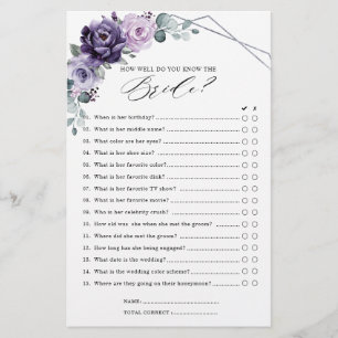 Papier Jeu de Fête des mariées à fleurs florales de prune
