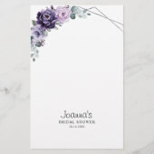 Papier Jeu de Fête des mariées à fleurs florales de prune (Dos)