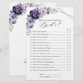 Papier Jeu de Fête des mariées à fleurs florales de prune (Devant / Derrière)