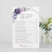 Papier Jeu de Fête des mariées à fleurs florales de prune (Debout devant)