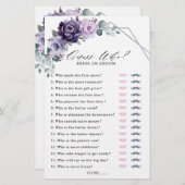 Papier Jeu de Fête des mariées à fleurs florales de prune (Devant / Derrière)