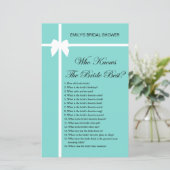 Papier Jeu de Fête des mariées Aqua et Ribbon IMPRIMÉ (Debout devant)