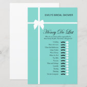 Papier Jeu de Fête des mariées Aqua et Ribbon IMPRIMÉ (Devant / Derrière)