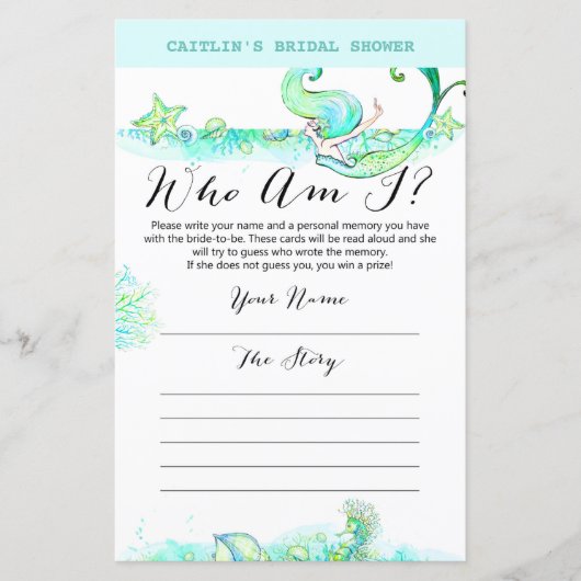 Papier Jeu de Fête des mariées Aqua Mermaid (Devant)