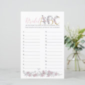 Papier Jeu de Fête des mariées botanique ABC nuptiale (Debout devant)