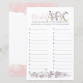 Papier Jeu de Fête des mariées botanique ABC nuptiale (Devant / Derrière)