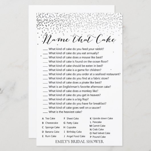 Papier Jeu de Fête des mariées Confetti Argent IMPRIMÉ (Devant / Derrière)