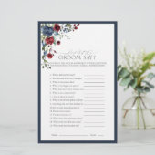 Papier Jeu de Fête des mariées d'aquarelle bleu marine (Debout devant)