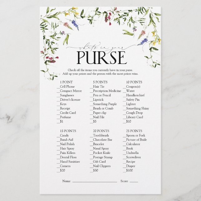 Papier Jeu de Fête des mariées d'aquarelle Fleur sauvage  (Devant)