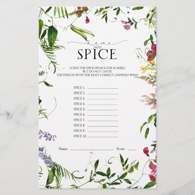 Papier Jeu de Fête des mariées d'aquarelle Fleur sauvage  (Devant)