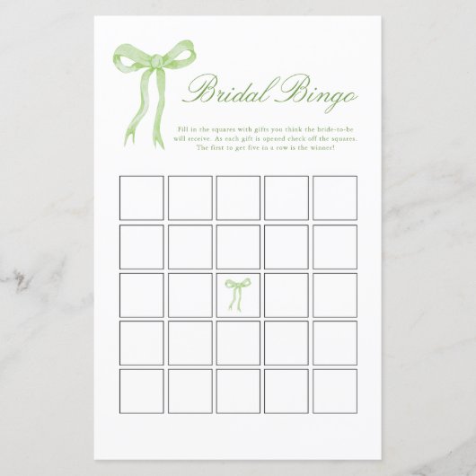 Papier Jeu de Fête des mariées de bingo de la poule verte (Devant)