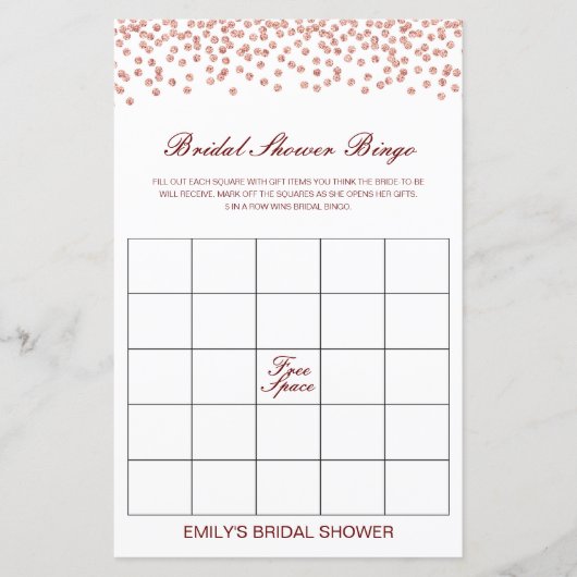 Papier Jeu de Fête des mariées de bingo de marée modifiab (Devant)