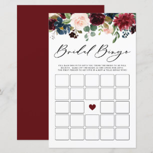 Papier Jeu de Fête des mariées de Bingo Floral de Bourgog