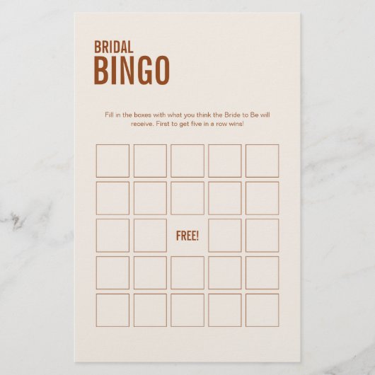 Papier Jeu de Fête des mariées de bingo nuptiale en terre (Devant)