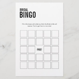 Papier Jeu de Fête des mariées de bingo nuptiale simple