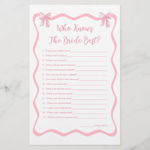 Papier Jeu de Fête des mariées de Bow rose qui connaît la