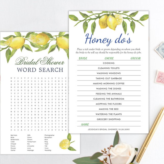 Papier Jeu de Fête des mariées de citrons et verdure à de (Créateur téléchargé)