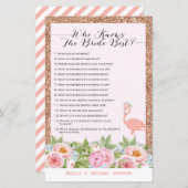 Papier Jeu de Fête des mariées de Flamant rose rose Gold (Devant / Derrière)