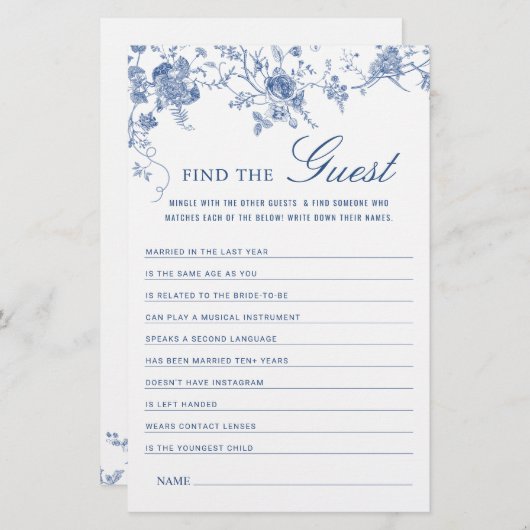 Papier Jeu de Fête des mariées de Jardin Victorian Blue (Devant / Derrière)