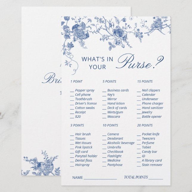 Papier Jeu de Fête des mariées de Jardin Victorian Blue (Devant / Derrière)