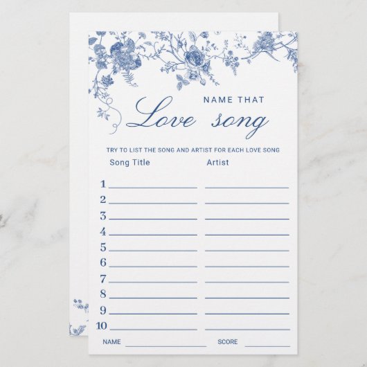 Papier Jeu de Fête des mariées de Jardin Victorian Blue (Devant / Derrière)