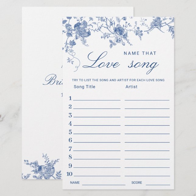 Papier Jeu de Fête des mariées de Jardin Victorian Blue (Devant / Derrière)