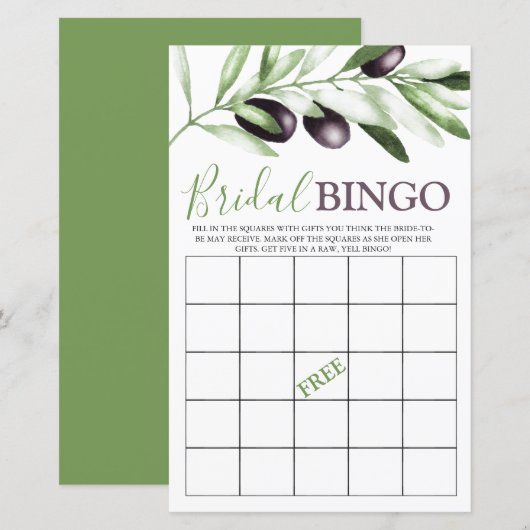 Papier Jeu de Fête des mariées de la branche d'olivier de (Devant / Derrière)