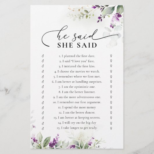 Papier Jeu de Fête des mariées de Lavande de verdure pour (Devant)