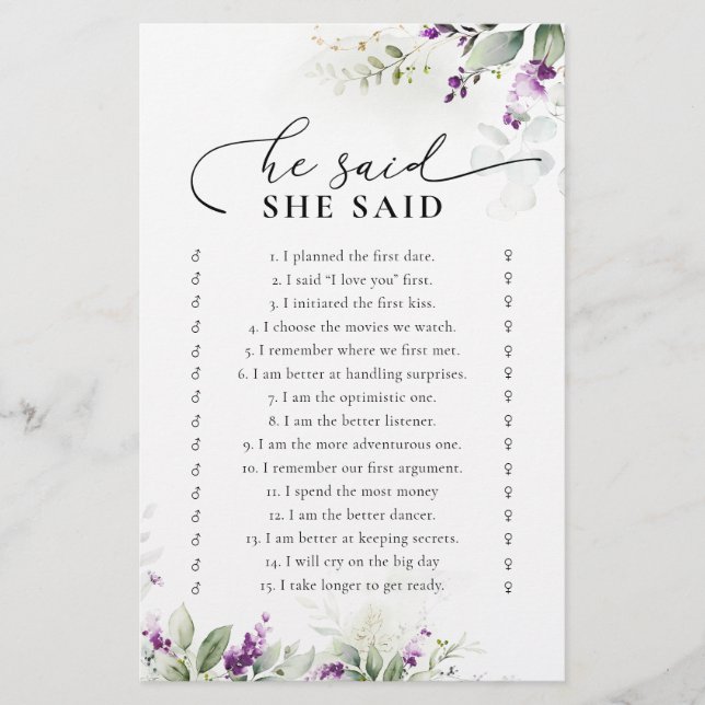 Papier Jeu de Fête des mariées de Lavande de verdure pour (Devant)