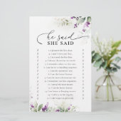 Papier Jeu de Fête des mariées de Lavande de verdure pour (Debout devant)