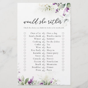 Papier Jeu de Fête des mariées de Lavande de verdure pour