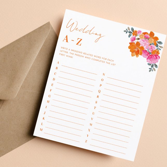 Papier Jeu de Fête des mariées de Mariage Floral rose ora (Créateur téléchargé)