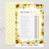 Papier Jeu de Fête des mariées de tournesol printanier IM (Devant / Derrière)