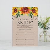 Papier Jeu de Fête des mariées des tournesols rustiques (Debout devant)