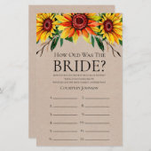 Papier Jeu de Fête des mariées des tournesols rustiques (Devant / Derrière)