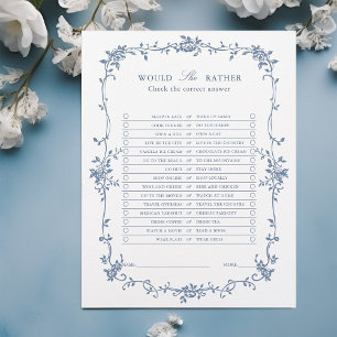 Papier Jeu de Fête des mariées en bleu français "Voudrait