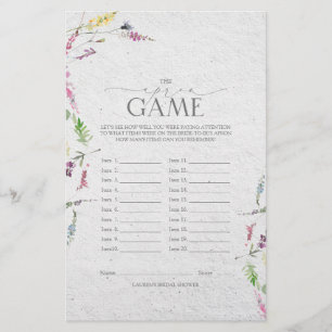 Papier Jeu de Fête des mariées fleur sauvage aquarelle