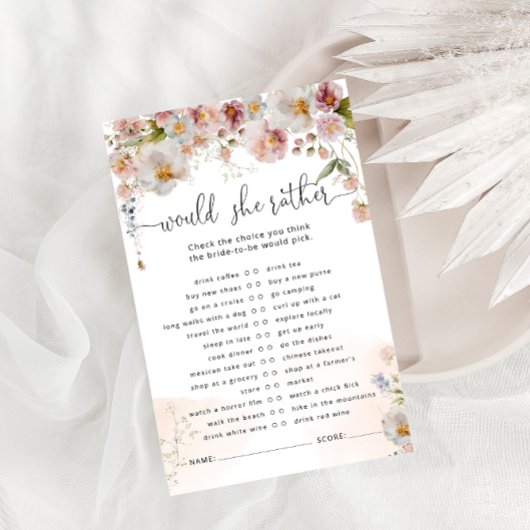 Papier Jeu de Fête des mariées Fleurs d'aquarelle rose pâ