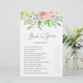 Papier Jeu de Fête des mariées Floral Peach Bride ou Groo (Debout devant)