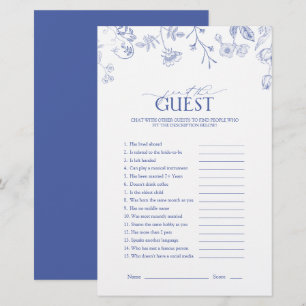 Papier Jeu de Fête des mariées Florale Bleu & Blanc Franç