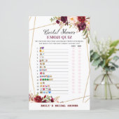 Papier Jeu de Fête des mariées Florale de Bourgogne, Wedd (Debout devant)