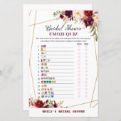 Papier Jeu de Fête des mariées Florale de Bourgogne, Wedd (Devant / Derrière)